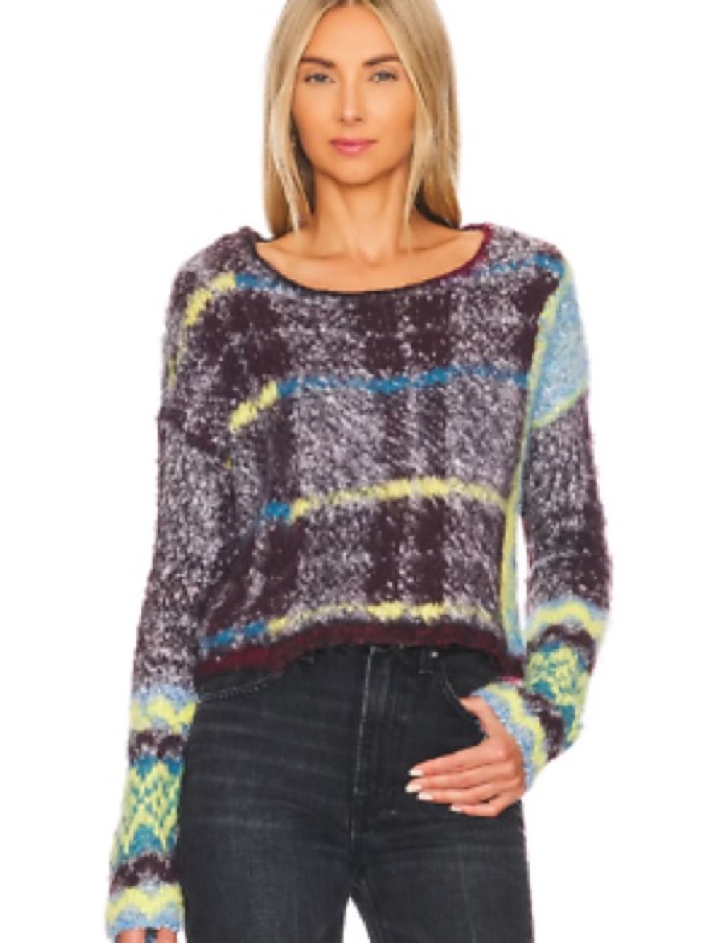 Free People Emerson Crop Sweater - Purple